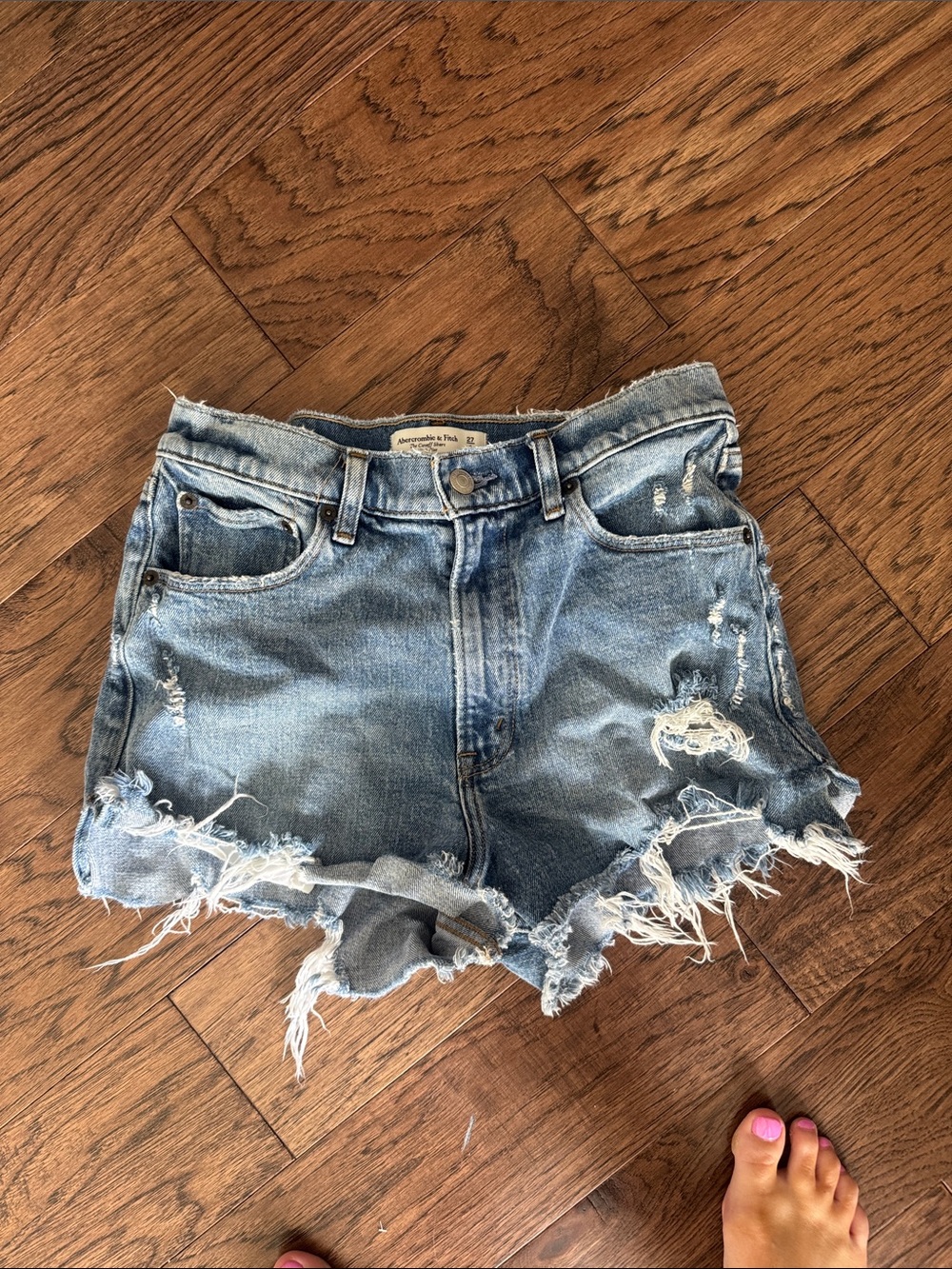 Abercrombie & Fitch Light Blue Distressed Denim Cutoffs